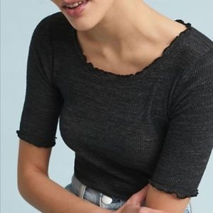 Anthropologie t.la Gabriella Ribbed Top Gray Sz M